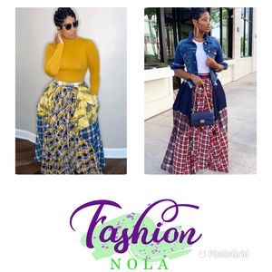 Leather patch dress/plaided skirt